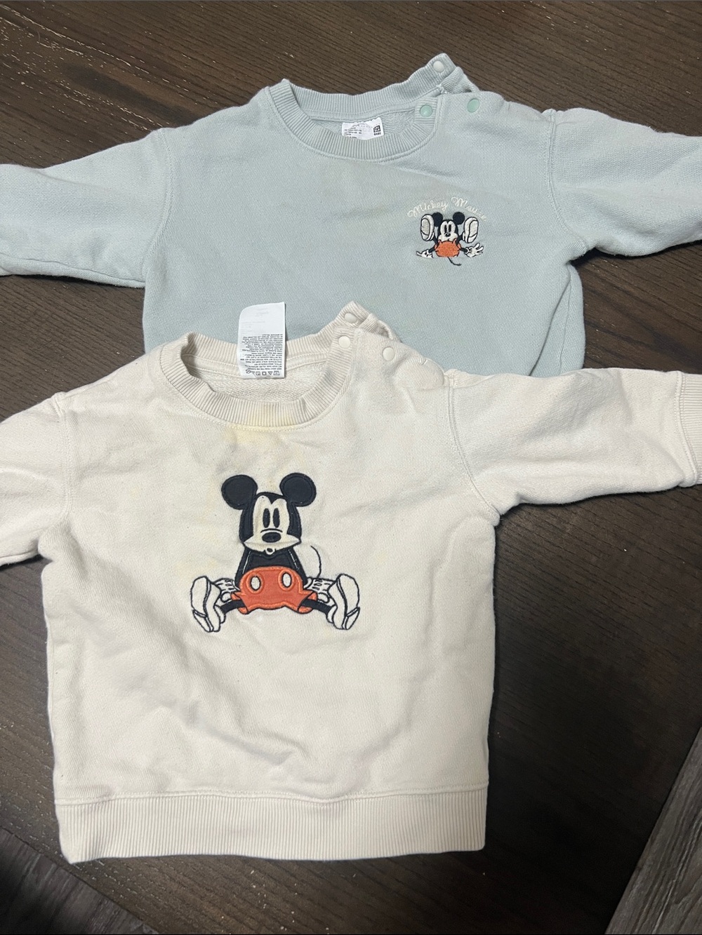 Disney Kids Mickey Mouse Sweatshirts - Cream & Light Blue